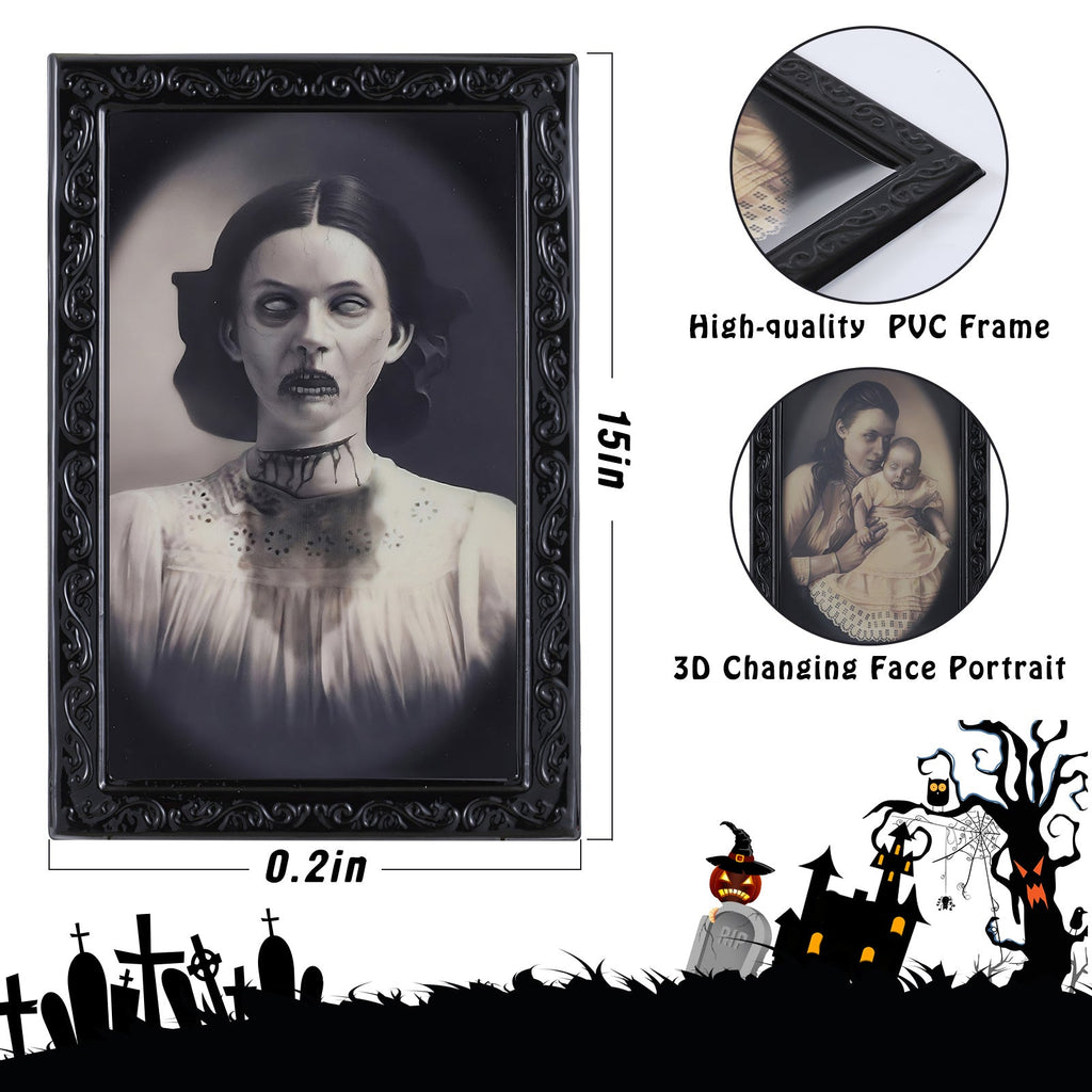Halloween Decoration 3D Changing Face Moving Picture Frame Portrait Ho